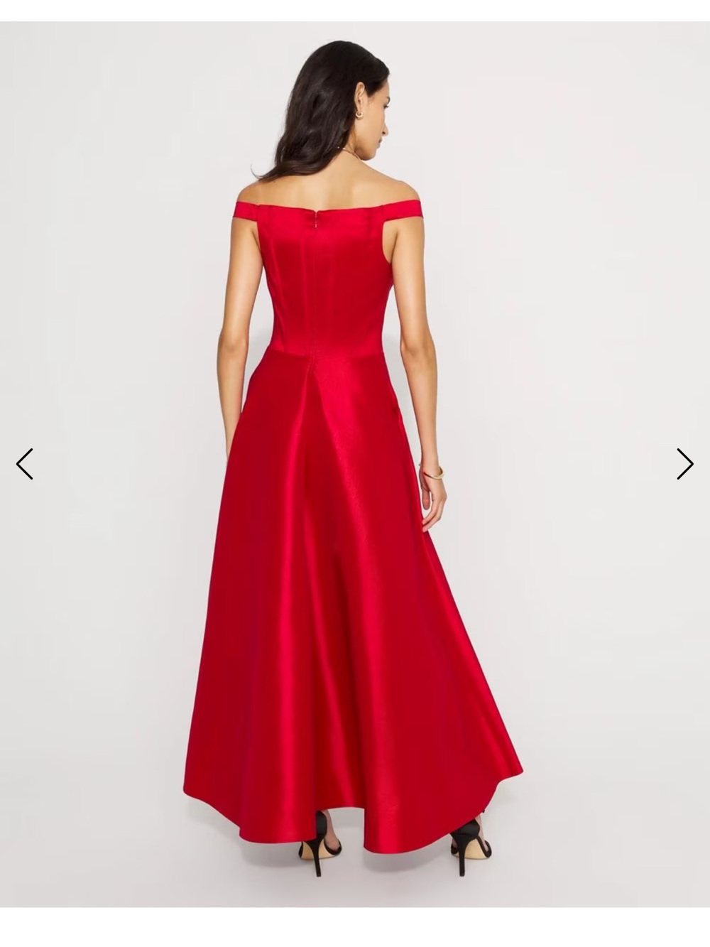 White House Black Market Red Off-the-Shoulder Taffeta Midi Dress - Picture 6 of 7
